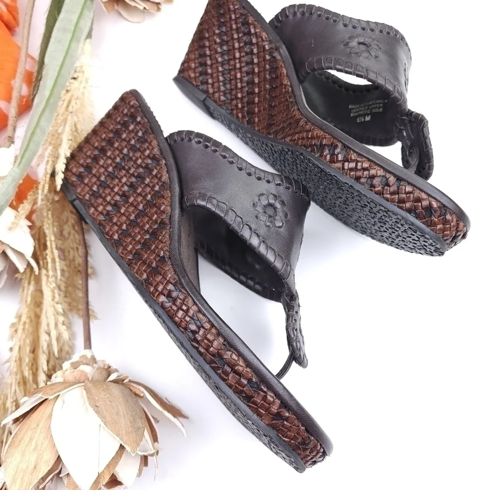 Jack Rogers Brown Leather Wedges Sz 6½m